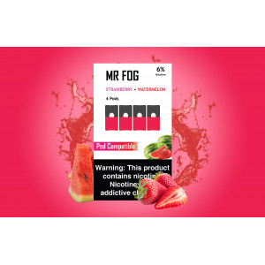 Картриджи для JUUL -MR Fog Strawberry Watermelon 6% упак - 4 шт или 1 шт