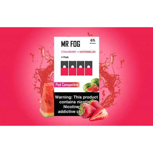 Картриджи для JUUL -MR Fog Strawberry Watermelon 6% упак - 4 шт или 1 шт