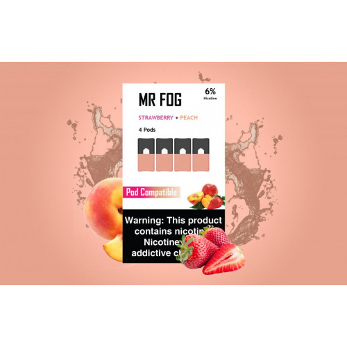 Картриджи для  JUUL - MR Fog Strawberry Peach 6%упак - 5 шт или 1 шт