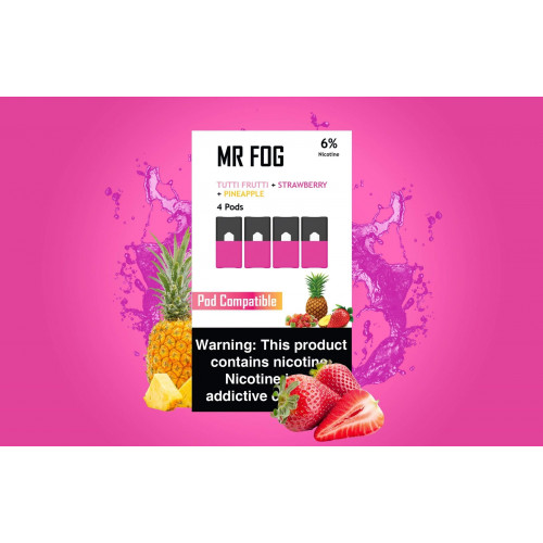 Картриджи для JUUL -MR Fog Tutti Frutti Strawberry Pineapple 6% упак - 4 шт или 1 шт